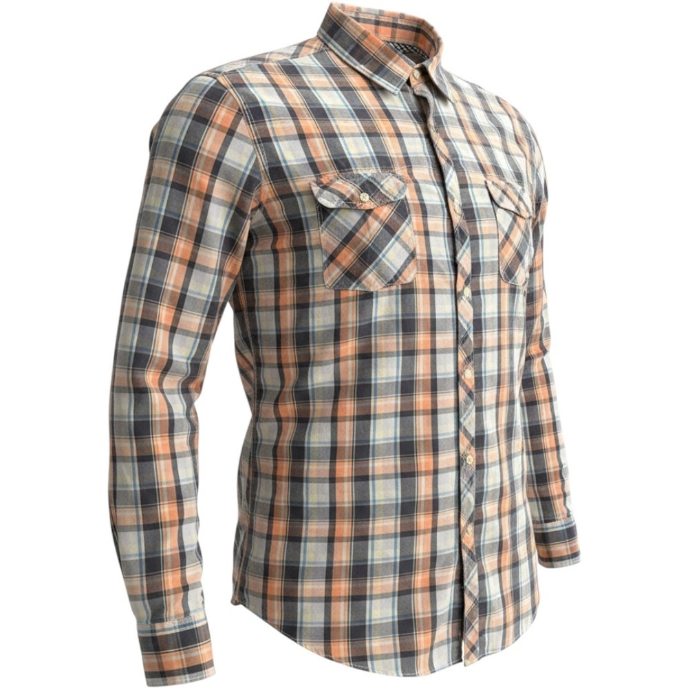 Ben Sherman Mens XXL Plaid Button Down Shirt Orange Blue Long Sleeve Pockets